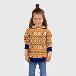 Толстовка-худи детская Brown tribal geometric, цвет: 3D-синий — фото 2