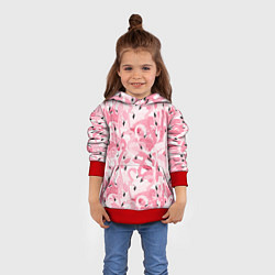 Толстовка-худи детская Стая розовых фламинго, цвет: 3D-красный — фото 2