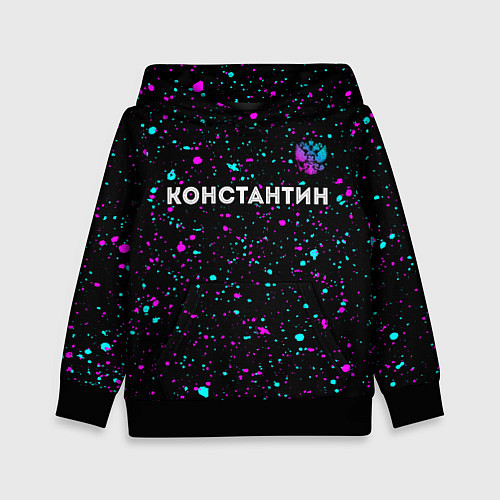 Детская толстовка Константин и неоновый герб России посередине / 3D-Черный – фото 1