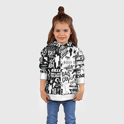 Толстовка-худи детская Billie Eilish чернобелые битва лого, цвет: 3D-белый — фото 2