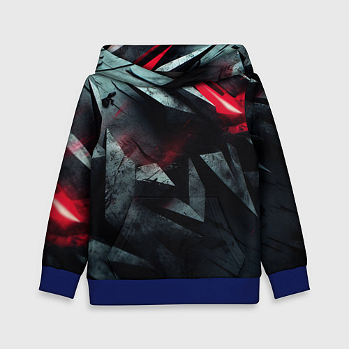 Детская толстовка Черная металлическая с красной вставкой / 3D-Синий – фото 1
