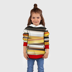 Толстовка-худи детская Черные белые желтые полосы, цвет: 3D-красный — фото 2