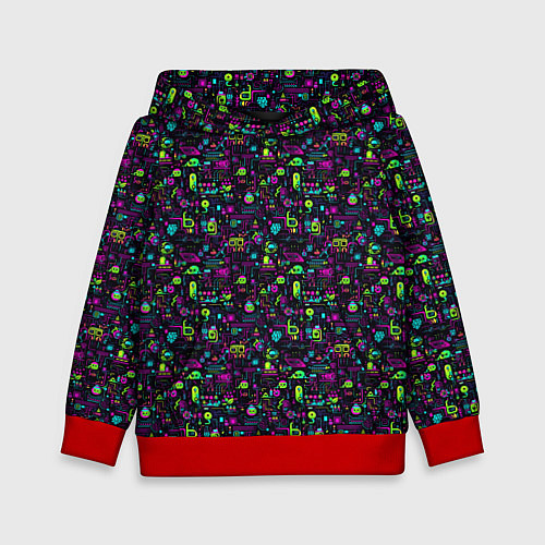 Детская толстовка Принт в стиле киберпанк / 3D-Красный – фото 1