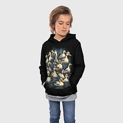 Толстовка-худи детская Утки в пруду, цвет: 3D-меланж — фото 2