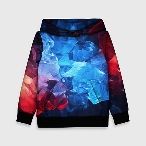 Детская толстовка Синяя ледяная абстракция с красным / 3D-Черный – фото 1