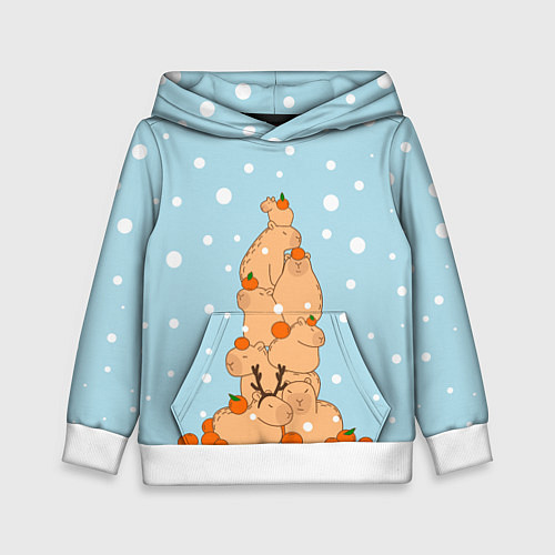 Детская толстовка Гора капибара в снегу / 3D-Белый – фото 1
