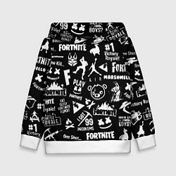 Толстовка-худи детская Fortnite alllogo black, цвет: 3D-белый