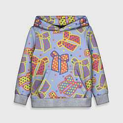 Толстовка-худи детская Узор с яркими разноцветными бантами в горошек, цвет: 3D-меланж