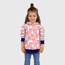 Толстовка-худи детская Узор с розовыми бантами в горошек, цвет: 3D-синий — фото 2