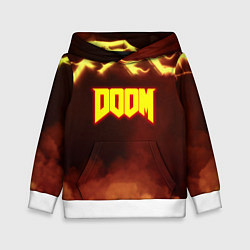 Толстовка-худи детская Doom storm огненное лого, цвет: 3D-белый