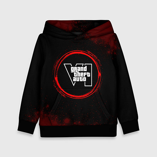 Детская толстовка Символ GTA6 и краска вокруг на темном фоне / 3D-Черный – фото 1