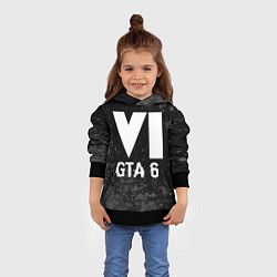 Толстовка-худи детская GTA 6 glitch на темном фоне, цвет: 3D-черный — фото 2