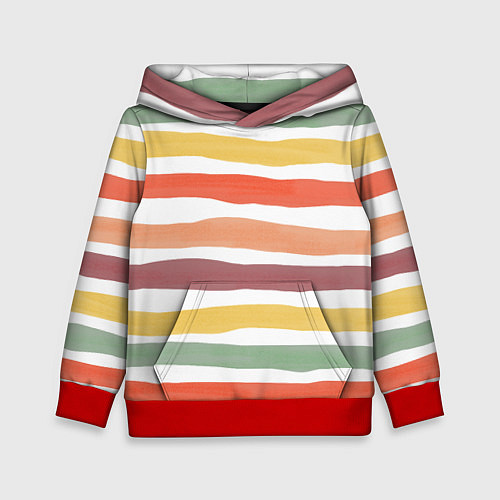 Детская толстовка Разноцветные полосы от руки / 3D-Красный – фото 1