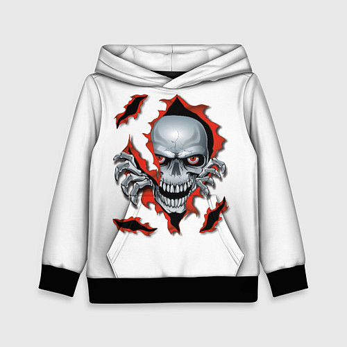 Детская толстовка Череп из дыры - иллюзия / 3D-Черный – фото 1