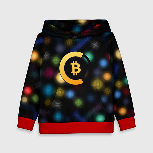 Детская толстовка Bitcoin logo criptomoney / 3D-Красный – фото 1