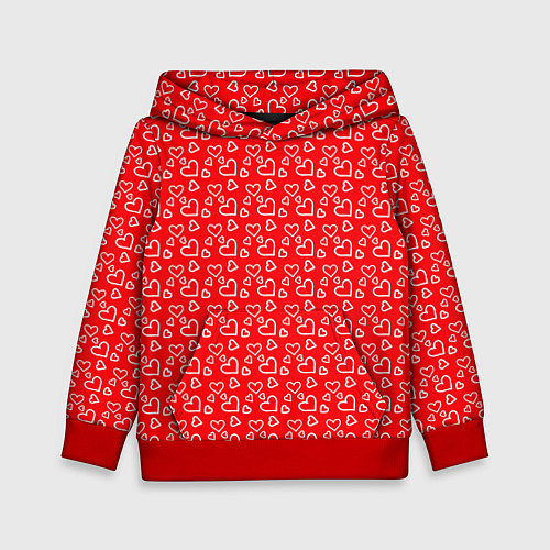 Детская толстовка Паттерн маленькие сердечки розовый / 3D-Красный – фото 1