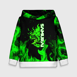 Толстовка-худи детская Samurai green fire toxic, цвет: 3D-белый