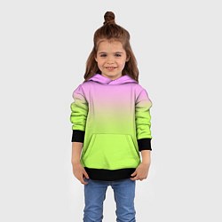 Толстовка-худи детская Розовый и ярко-зеленый градиент, цвет: 3D-черный — фото 2