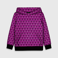 Толстовка-худи детская Розовые и чёрные треугольники, цвет: 3D-черный