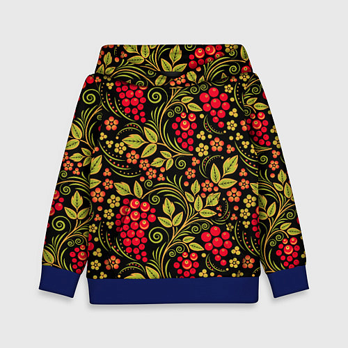 Детская толстовка Хохломская роспись красные ягоды / 3D-Синий – фото 1