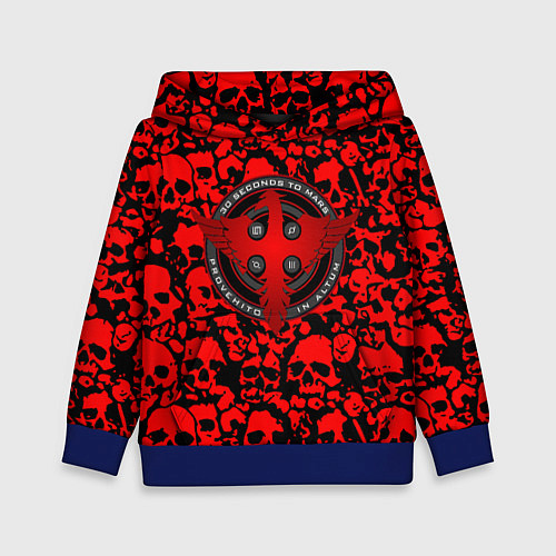 Детская толстовка Thirty Seconds to Mars skull pattern / 3D-Синий – фото 1