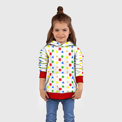 Толстовка-худи детская Разноцветные геометрические фигурки, цвет: 3D-красный — фото 2