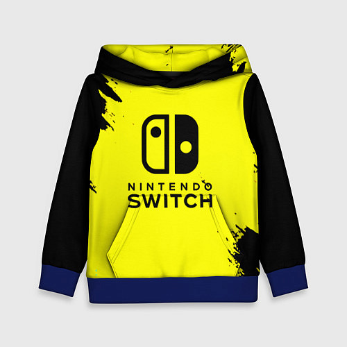 Детская толстовка Nintendo switch краски на жёлтом / 3D-Синий – фото 1