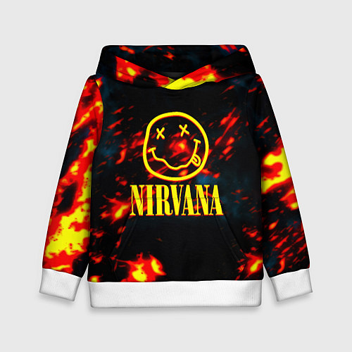 Детская толстовка Nirvana rock огненное лого лава / 3D-Белый – фото 1