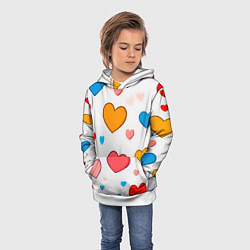 Толстовка-худи детская Сердца сердечки, цвет: 3D-белый — фото 2