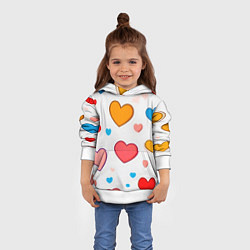 Толстовка-худи детская Сердца сердечки, цвет: 3D-белый — фото 2