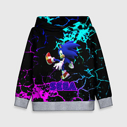 Толстовка-худи детская Sonic sega game неоновая текстура, цвет: 3D-меланж
