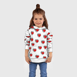 Толстовка-худи детская Стикеры наклейки объемные сердечки, цвет: 3D-белый — фото 2