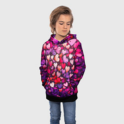 Толстовка-худи детская Множество сердец, цвет: 3D-черный — фото 2