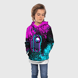 Толстовка-худи детская Амонг ас - брызги неона, цвет: 3D-белый — фото 2