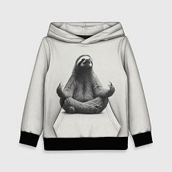 Толстовка-худи детская Ленивиц в позе лотоса, цвет: 3D-черный