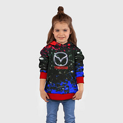 Толстовка-худи детская Mazda краски абстракция спорт, цвет: 3D-красный — фото 2