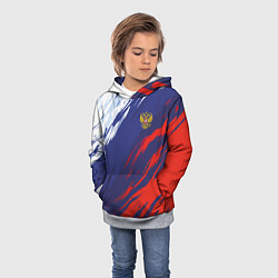 Толстовка-худи детская Россия Sport брызги красок триколор, цвет: 3D-меланж — фото 2