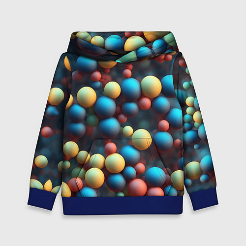 Детская толстовка Разноцветные шарики молекул / 3D-Синий – фото 1