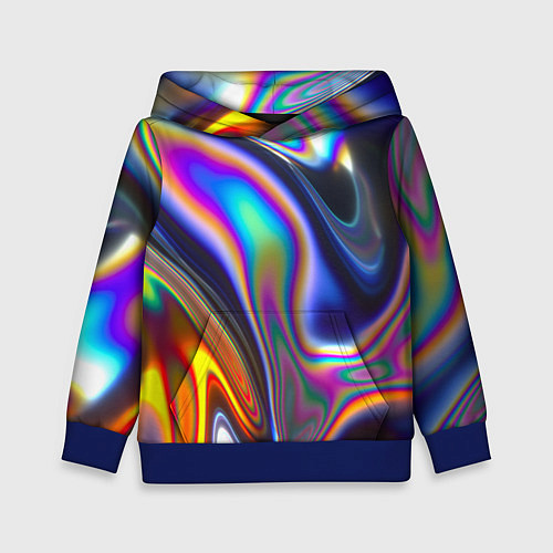 Детская толстовка Жидкая голографическая бензиновая абстракция / 3D-Синий – фото 1