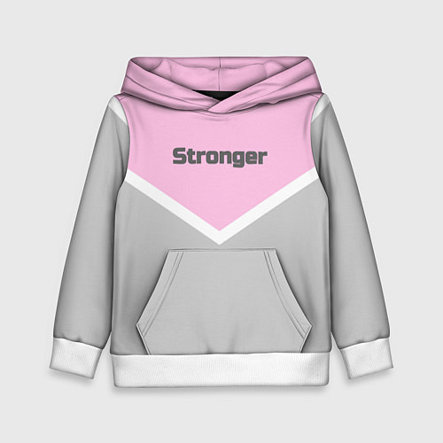 Детская толстовка Stronger серо-розовый / 3D-Белый – фото 1