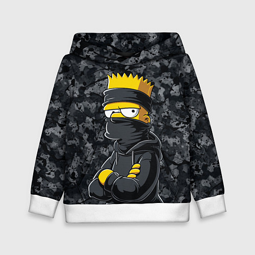 Детская толстовка Барт в бандане как ниндзя / 3D-Белый – фото 1