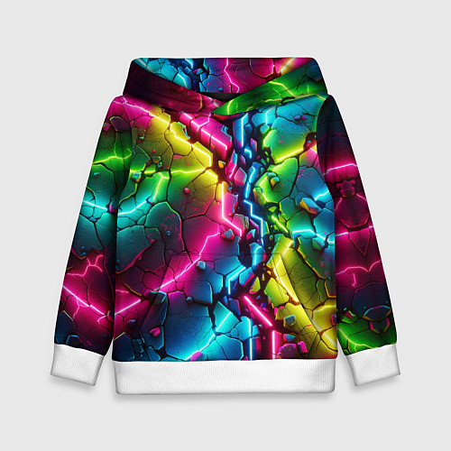 Детская толстовка Трещина - неон / 3D-Белый – фото 1