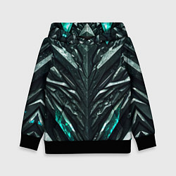 Толстовка-худи детская Зелёная малахитовая броня, цвет: 3D-черный