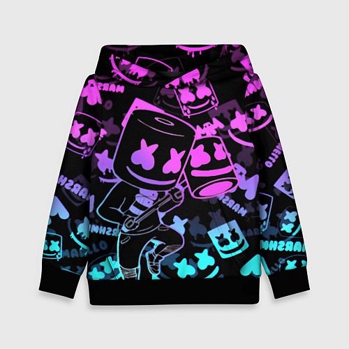 Детская толстовка Marshmello neon pattern / 3D-Черный – фото 1