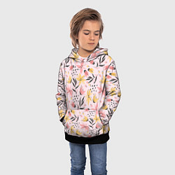 Толстовка-худи детская Абстрактный паттерн с цветами, цвет: 3D-черный — фото 2