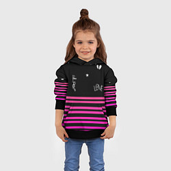 Толстовка-худи детская Lil Peep розовые полосы, цвет: 3D-черный — фото 2