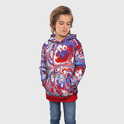 Толстовка-худи детская Абстрактный разноцветный паттерн, цвет: 3D-красный — фото 2