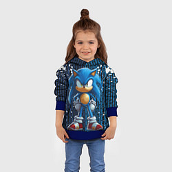 Толстовка-худи детская Sonic - splash and logo, цвет: 3D-синий — фото 2