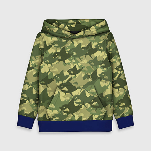 Детская толстовка Акулы - камуфляж / 3D-Синий – фото 1