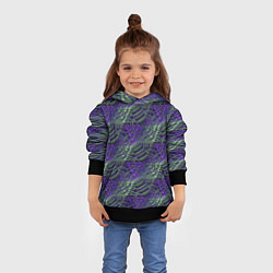 Толстовка-худи детская Фиолетово-зеленые ромбики, цвет: 3D-черный — фото 2